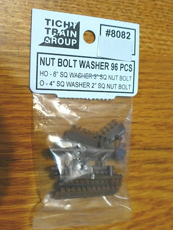 Tichy-Train Square nut and Bolt with Square Washer (96) HO Scale Model Railroad Building Accessory #8082