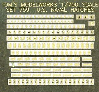 Toms US Naval Deck Hatches Plastic Model Ship Accessory 1/700 Scale #759