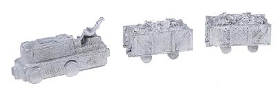 N-Scale-Arch Mine Engine (Unpowered) Driver & Two Mine Cars N Scale Model Railroad Vehicle #20012