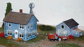 N-Scale-Arch Farm House, Carriage Shed & Windmill Box Set N Scale Model Railroad Building #30007