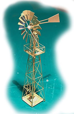 N-Scale-Arch Wind Mill Water Pump Etched-Brass Kit - 1/4 x 1/4 x 3  .6 x .6 x 7.6cm - N-Scale