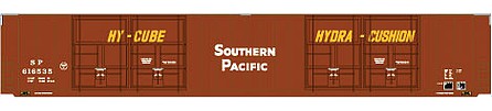 Trainworx Thrall 86 Hi-Cube Quad-Door Auto Parts Boxcar - Ready to Run Southern Pacific #3 (Boxcar Red, yellow Cushion Car, Spread Lettering) - N-Scale