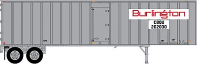 Trainworx Flexi-Van 40 Exterior-Post Semi Trailer - Assembled Chicago, Burlington & Quincy CBQU #202030 (silver, white Logo Panels, red) - N-Scale