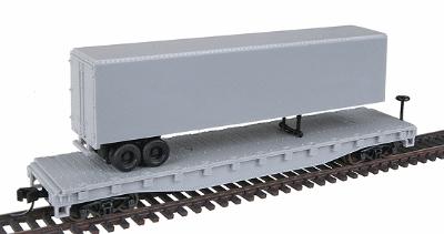 Trainman 50 Flatcar w/40 Trailer - Ready to Run - Undecorated N Scale Model Train Freight Car #3770