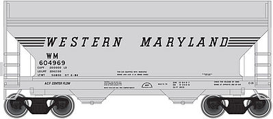 Trainman 2-Bay Centerflow Hopper Western Maryland #604969 N Scale Model Train Freight Car #50001871