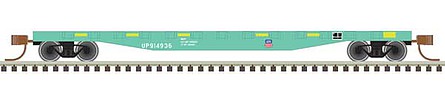 Trainman 50 Steel Flatcar with Stakes - Ready to Run Union Pacific 914972 (MOW green, black) - N-Scale