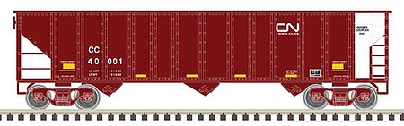 Trainman 90-Ton 3-Bay Hopper with Load - Ready to Run Canadian National CC 40001 (Boxcar Red, white) - N-Scale