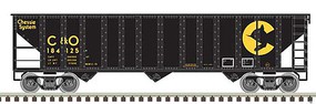 Trainman 90-Ton 3-Bay Hopper with Load Ready to Run Chessie System C&O 183121 (black, yellow) N-Scale