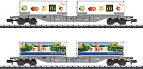 Trix Type Sgns Container Flatcar, Reefer Containers 2-Pack Ready to Run Minit Swiss Federal Railways SBB (Era VI 2017, gray, McDonalds and Aldi Containers N-Scale