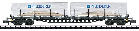 Trix Type Rs 684 4-Axle Flatcar with Wrapped Lumber Load - Ready to Run - Minitrix German Federal Railroad DB (Era IV, black, 2019 Museum Car) - N-Scale