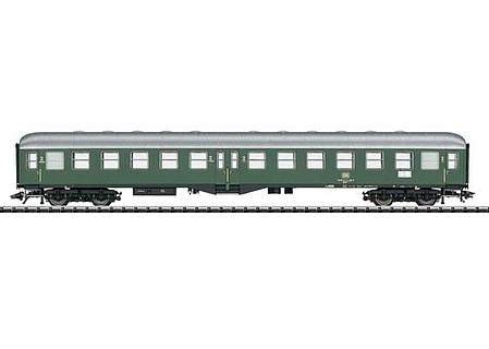 Trix Type Bymb 421 2nd Class Center Entry Coach - Ready to Run German Federal Railroad DB (Era IV 1969, green, silver)