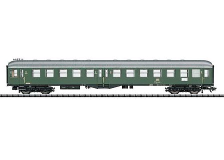 Trix Type Bymf 436 2nd Class Center Entry Cab Car Coach - Ready to Run German Federal Railroad DB (Era IV 1969, green, silver)