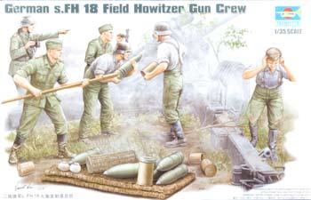 Trumpeter German Field Howitzer Firing Crew Figure Set (5) Plastic Model Kit 1/35 Scale #00425
