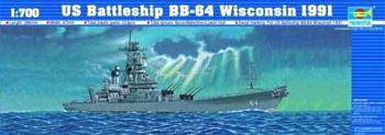 Trumpeter U.S.S. Wisconsin BB64 1991 Battleship Plastic Model Military Ship Kit 1/700 Scale #05706
