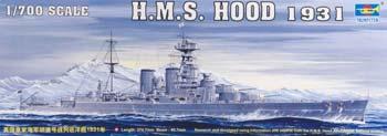 Trumpeter HMS Hood British Battleship 1931 Plastic Model Military Ship 1/700 Scale #05741