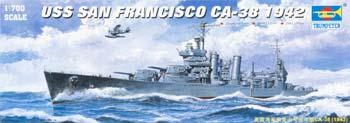Trumpeter USS San Francisco CA38 Heavy Cruiser 1942 Plastic Model Military Ship 1/700 Scale #05746