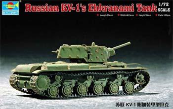 Trumpeter Russian KV1S Ehkranami Tank Plastic Model Military Vehicle Kit 1/72 Scale #07230