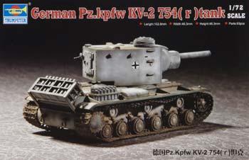 Trumpeter German PzKpfm KV2 754(r) Tank Plastic Model Military Vehicle Kit 1/72 Scale #07266