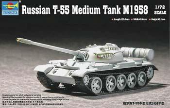 Trumpeter Russian T55 M1958 Medium Tank Plastic Model Military Vehicle Kit 1/72 Scale #07282