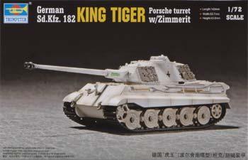 Trumpeter German SdKfz 182 King Tiger Tank Porsche Turret Plastic Model Kit 1/72 Scale #07292