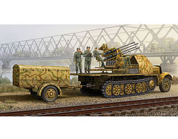Trumpeter German SdKfz 7/1 Halftrack with Gun and Supply Trailer Plastic Model Kit 1/35 Scale #1524