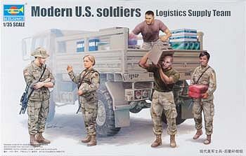 Trumpeter Modern US Soldiers Logistics Supply Team Figure Set Plastic Model Kit 1/35 Scale #429