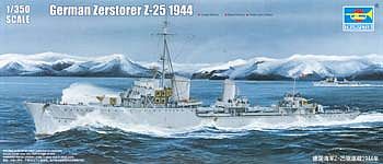 Trumpeter German Zerstorer Z25 Destroyer 1944 Plastic Model Military Ship 1/350 Scale #5321