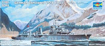 Trumpeter German Zerstorer Z-28 Destroyer 1945 Plastic Model Military Ship 1/700 Scale #5790