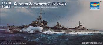 Trumpeter German Zerstorer Z-37 Destroyer 1943 Plastic Model Military Ship 1/700 Scale #5791