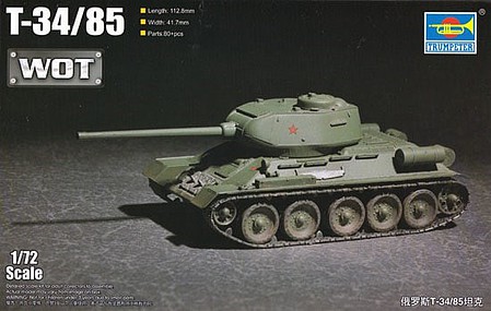 Trumpeter T34/85 Tank Plastic Model Military Tank Kit 1/72 Scale #7167