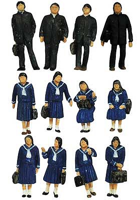 Tomy Japanese Students in Winter Uniforms pkg(12) - N-Scale