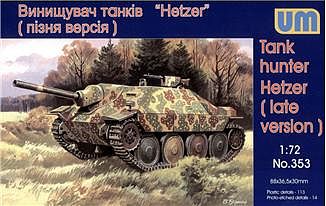 Unimodels Hetzer Late Version WWII German Tank Hunter Plastic Model Tank Kit 1/72 Scale #353