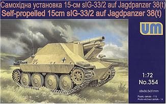 Unimodels Jagdpanzer 38(t) Hetzer w/150mm SiG33/2 Self-Propelled Gun Plastic Model Tank Kit 1/72 #354