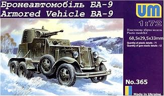 Unimodels BA9 Soviet Armored Vehicle Plastic Model Military Vehicle Kit 1/72 Scale #365