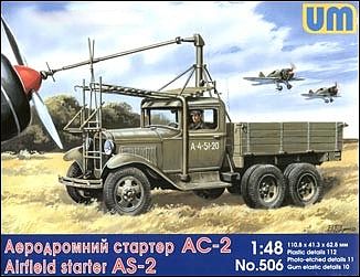 Unimodels AS2 Airfield Starter on GAZ-AAA Truck Chassis Plastic Model Military Truck Kit 1/48 #506