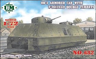 Unimodels OB3 Armored Railway Car Plastic Model Military Vehicle Kit 1/72 Scale #612