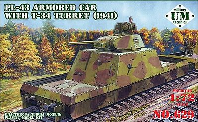 Unimodels PL43 Armored Car w/T34 Turret 1941 Plastic Model Military Vehicle Kit 1/72 Scale #629
