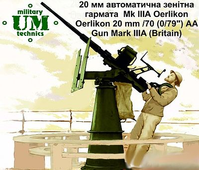 Unimodels British Oerlikon 20mm/70 (0,79) Mk IIIA AA Gun Plastic Model Artillery Kit 1/72 #651