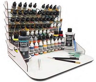 Vallejo Paint Display Stand (Vertical) & Small Workstation Hobby and Model Paint Storage Kit #26012