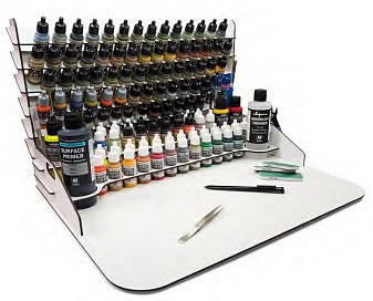 Vallejo Paint Display Stand (Vertical) & Large Workstation Hobby and Model Paint Storage Kit #26014