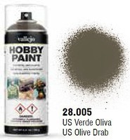 Vallejo US Olive Drab WWII AFV Paint 400ml Spray Hobby and Model Enamel Paint #28005