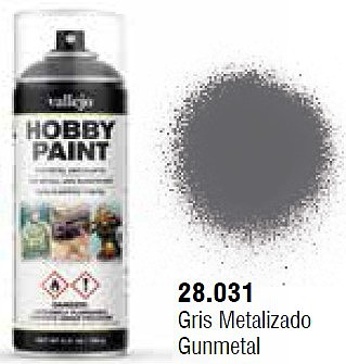Vallejo Gunmetal Fantasy Paint 400ml Spray Hobby and Model Enamel Paint #28031