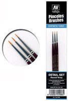 Vallejo Toray 3 piece Detail Set (4/0 3/0 2/0) Hobby and Model Paint Brush Set #54998