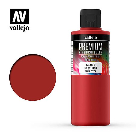 Vallejo Bright Red Premium airbrush color 200ML Hobby and Model Acrylic Paint #63005