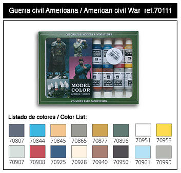 Vallejo 17ml Bottle American Civil War Model Color Paint Set (16 Colors) Hobby and Model Paint #70111