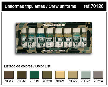Vallejo 17ml Bottle Panzer Aces Paint Set #3 (8 Colors) Hobby and Model Paint Set #70126
