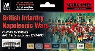 Vallejo British Infantry Napoleonic 1789-1815 Wargames Paint Set Hobby and Model Paint Set #70163