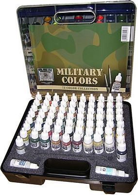 Vallejo Military Paint Set/Plastic Storage Case (72 Colors & Brushes) Hobby and Model Paint Set #70173