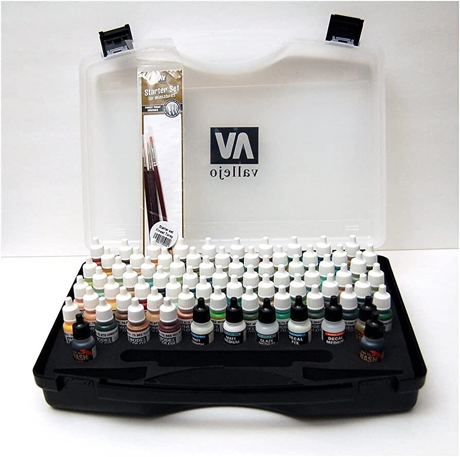 Vallejo BASIC MODEL COLOR COMBO SET (72 Colors & Brushes) Hobby and Model  Paint Set #70175
