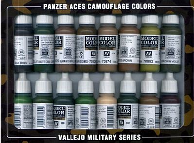 Vallejo Camouflage Panzer Aces Paint Set (16 Colors) Hobby and Model Paint Set #70179